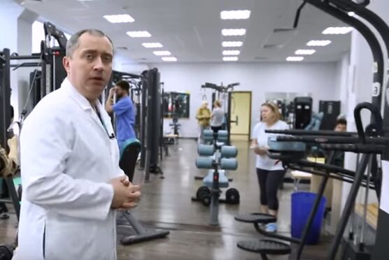 Class in the gym with cervical osteochondrosis